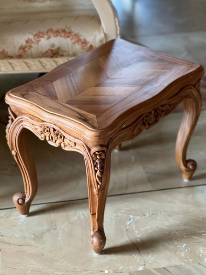 Classic Louis XV table with parquet top~
