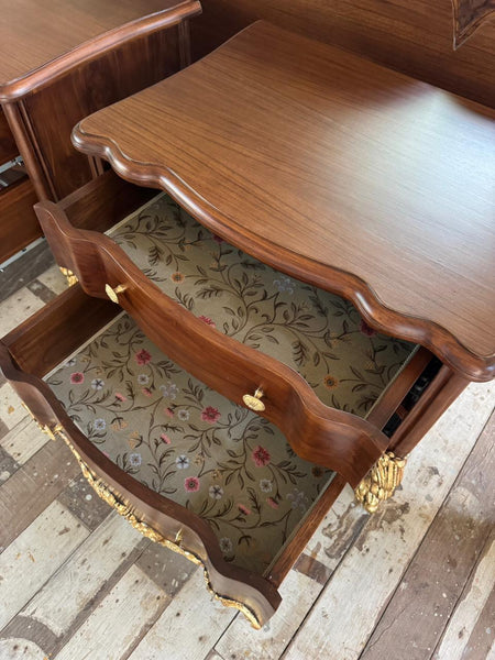 Petite commode nightstands with elegant carving~