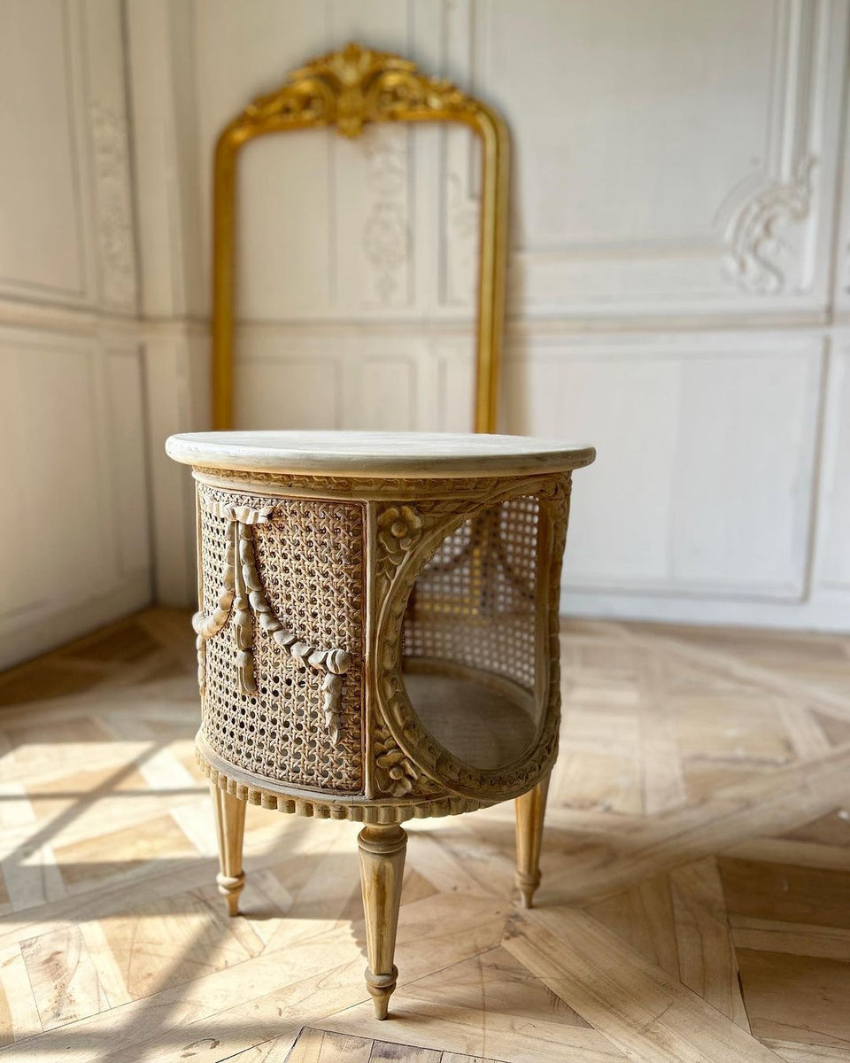 Louis XVI Country Style Side Table With Swags Parrot Lily louis-xvi-country-style-side-table-with-swags-parrot-lily