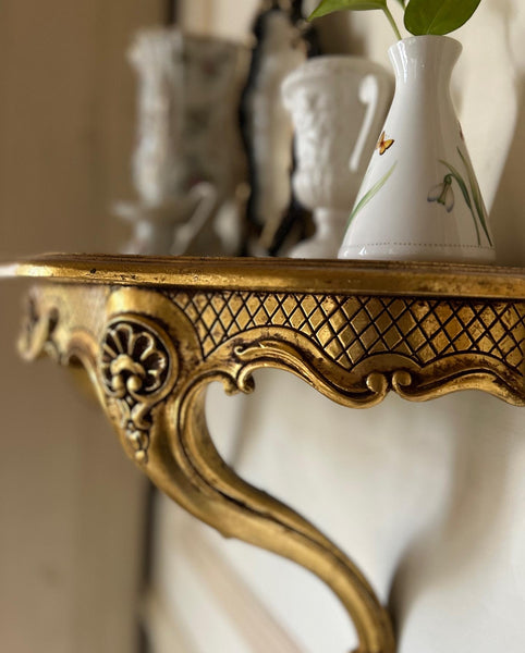 Sleek wall Étagère with gold leafing~