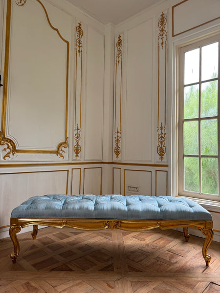 Louis XV window bench in silk~