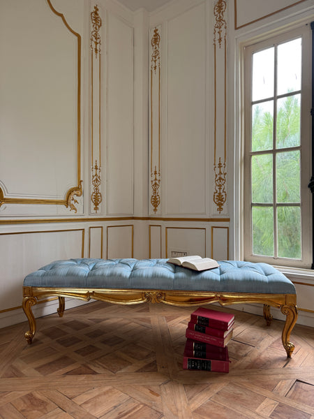 Louis XV window bench in silk~