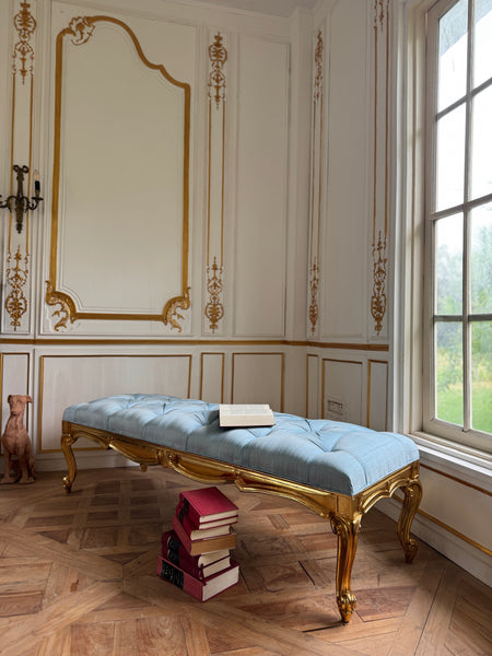 Louis XV window bench in silk~
