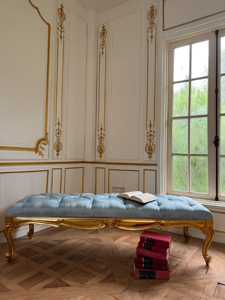 Louis XV window bench in silk~