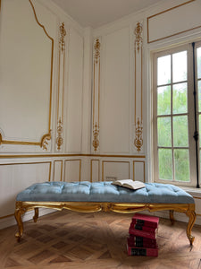 Louis XV window bench in silk~