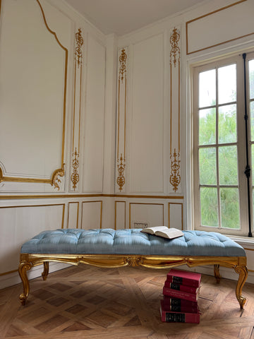 Louis XV window bench in silk~