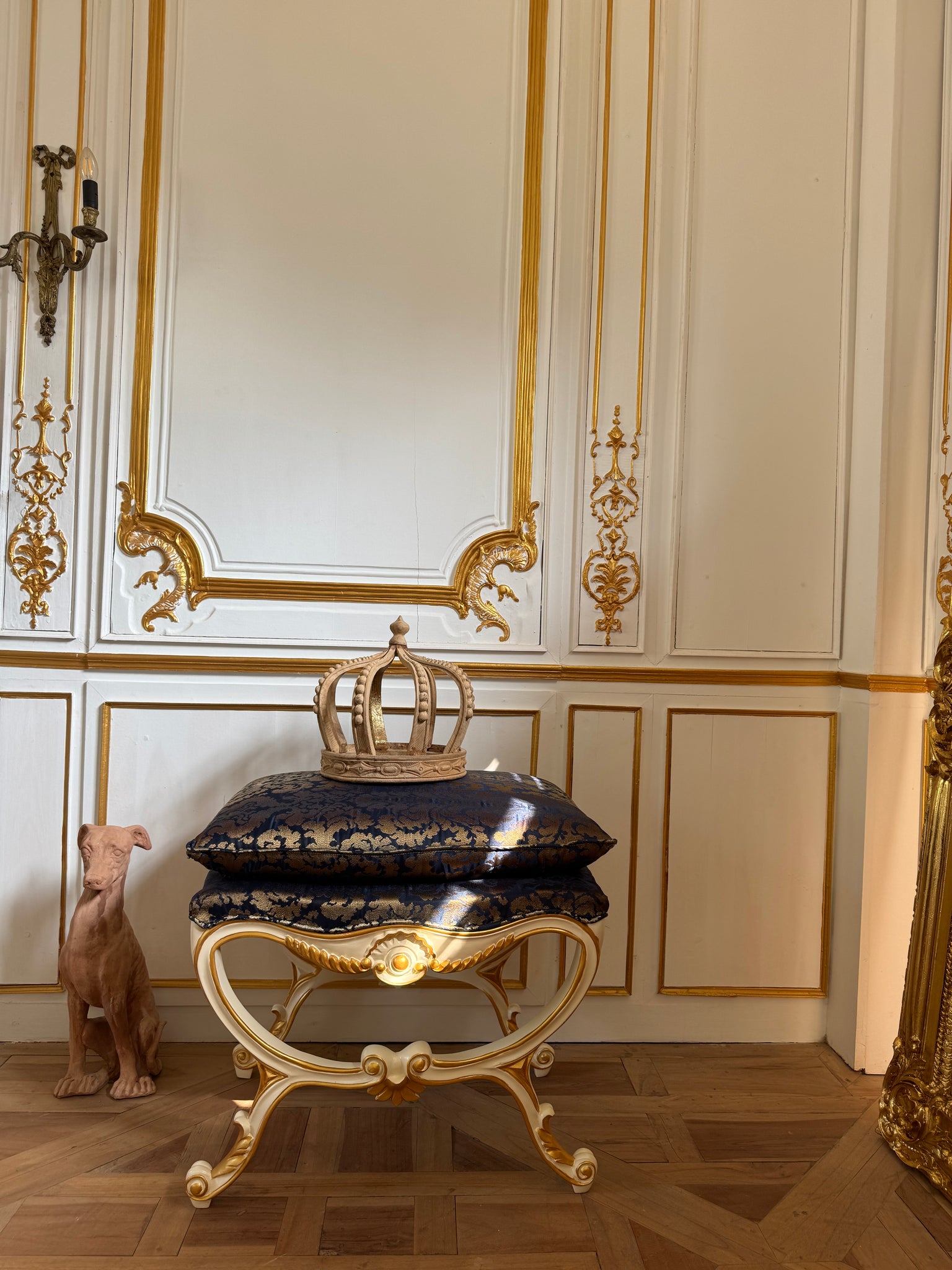Classic Louis XV ottoman/ bench in our ivory~