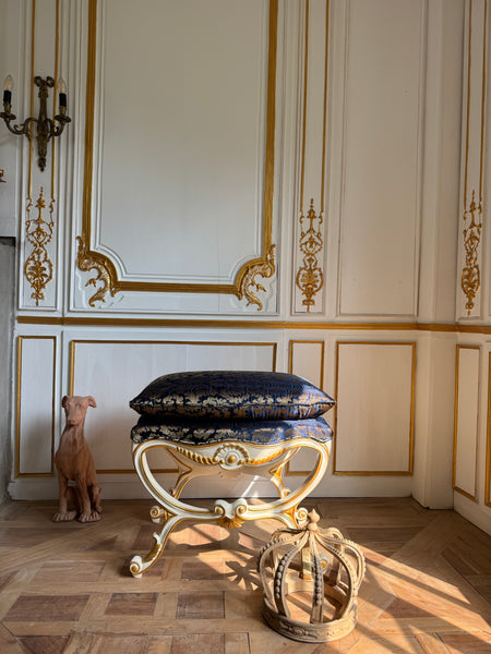 Classic Louis XV ottoman/ bench in our ivory~