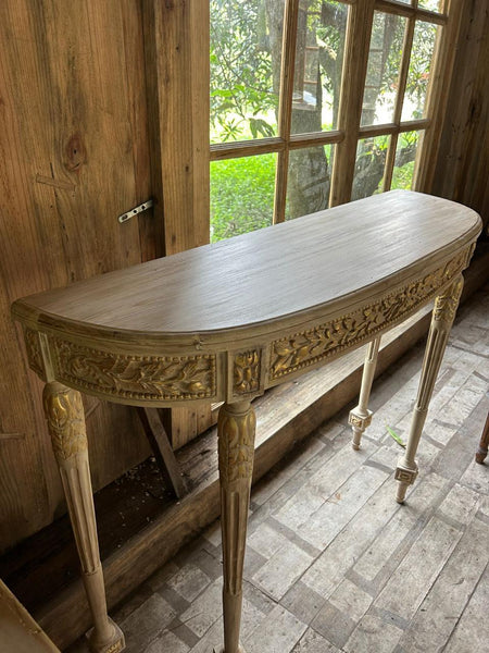 Classic Louis XVI console with rustic finish~