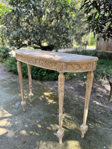 Classic Louis XVI console with rustic finish~