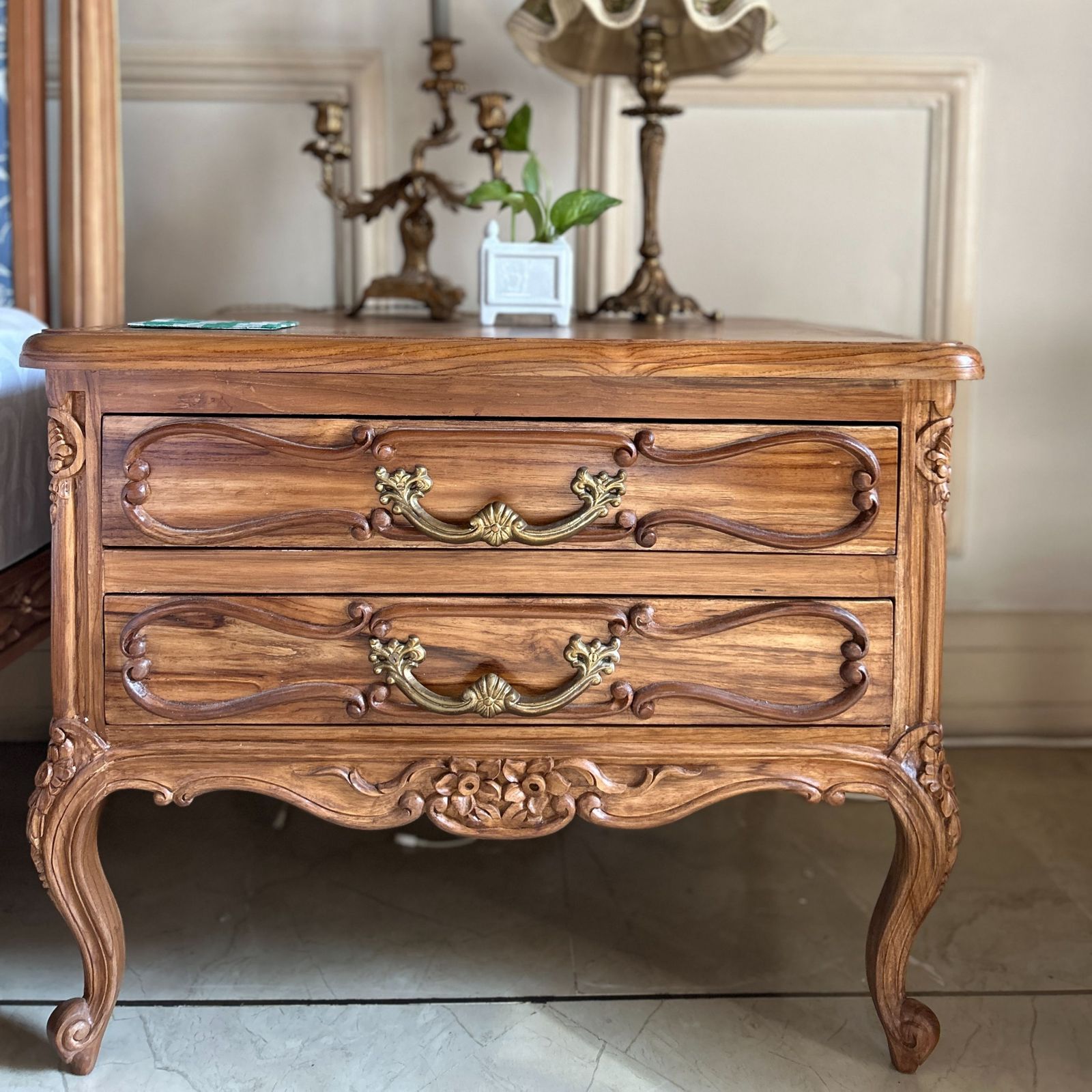 Louis XV side table with exuberant scrolls~