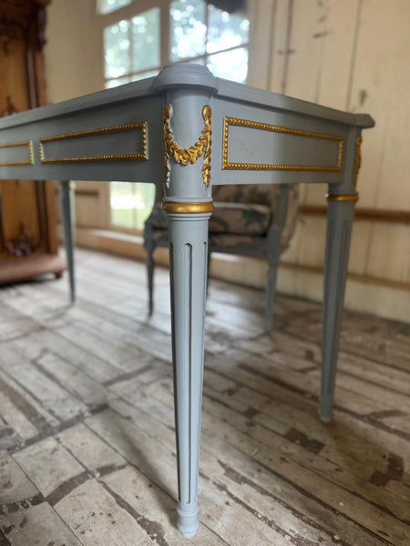 Louis XVI desk with restrained carving~