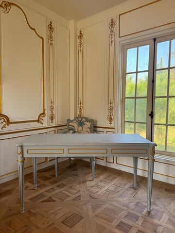 Louis XVI desk with restrained carving~
