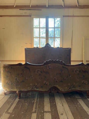 Classic Louis XV bed in mustard upholstery~