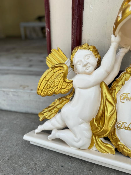Cartouche Style name plate with cherubs~