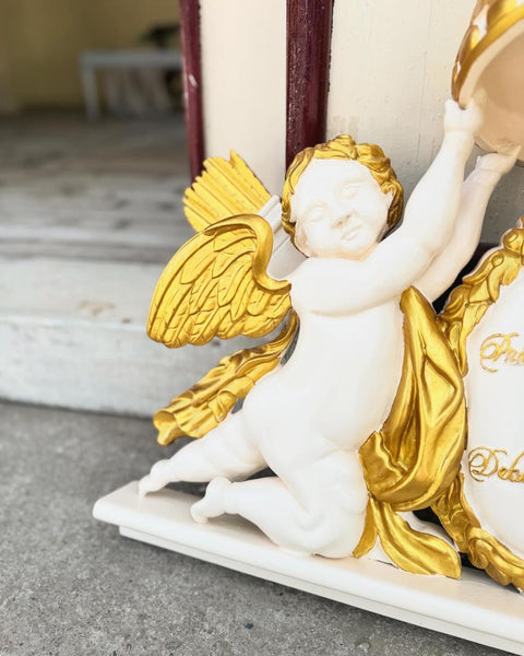Cartouche Style name plate with cherubs~