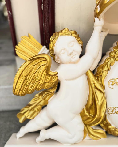 Cartouche Style name plate with cherubs~