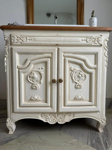 Louis XV vanity with Provencal style paint and carving~