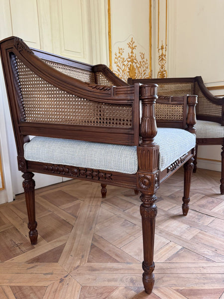 Elegant Louis XVI armchair with wicker back~