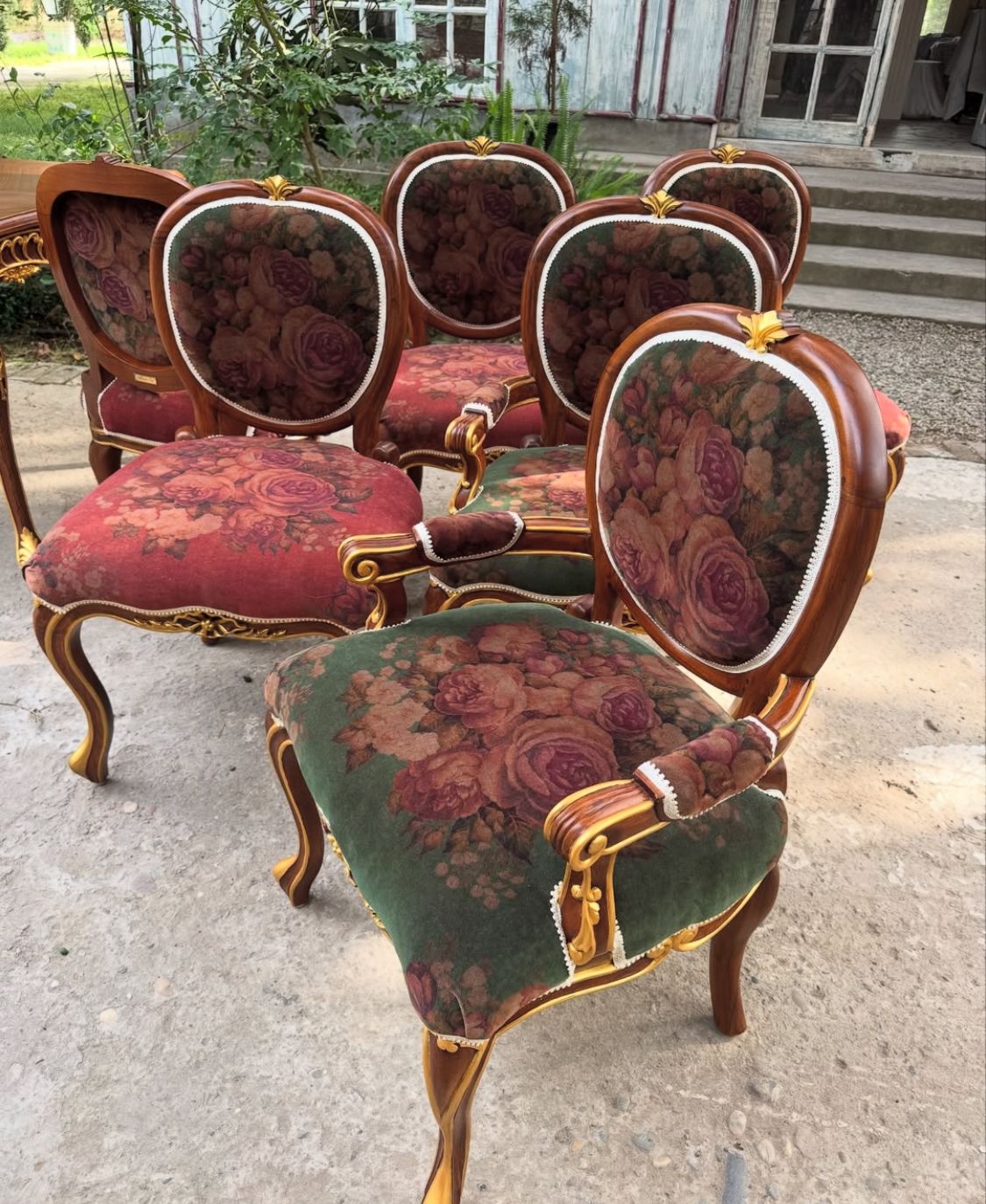 Chair inspired by Louis XV, with oval silhouette~