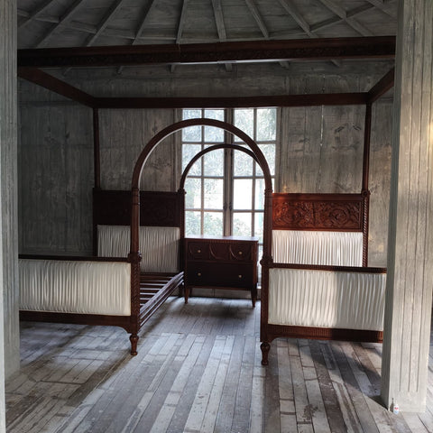 Louis XVI Canopy bed with silk panels~