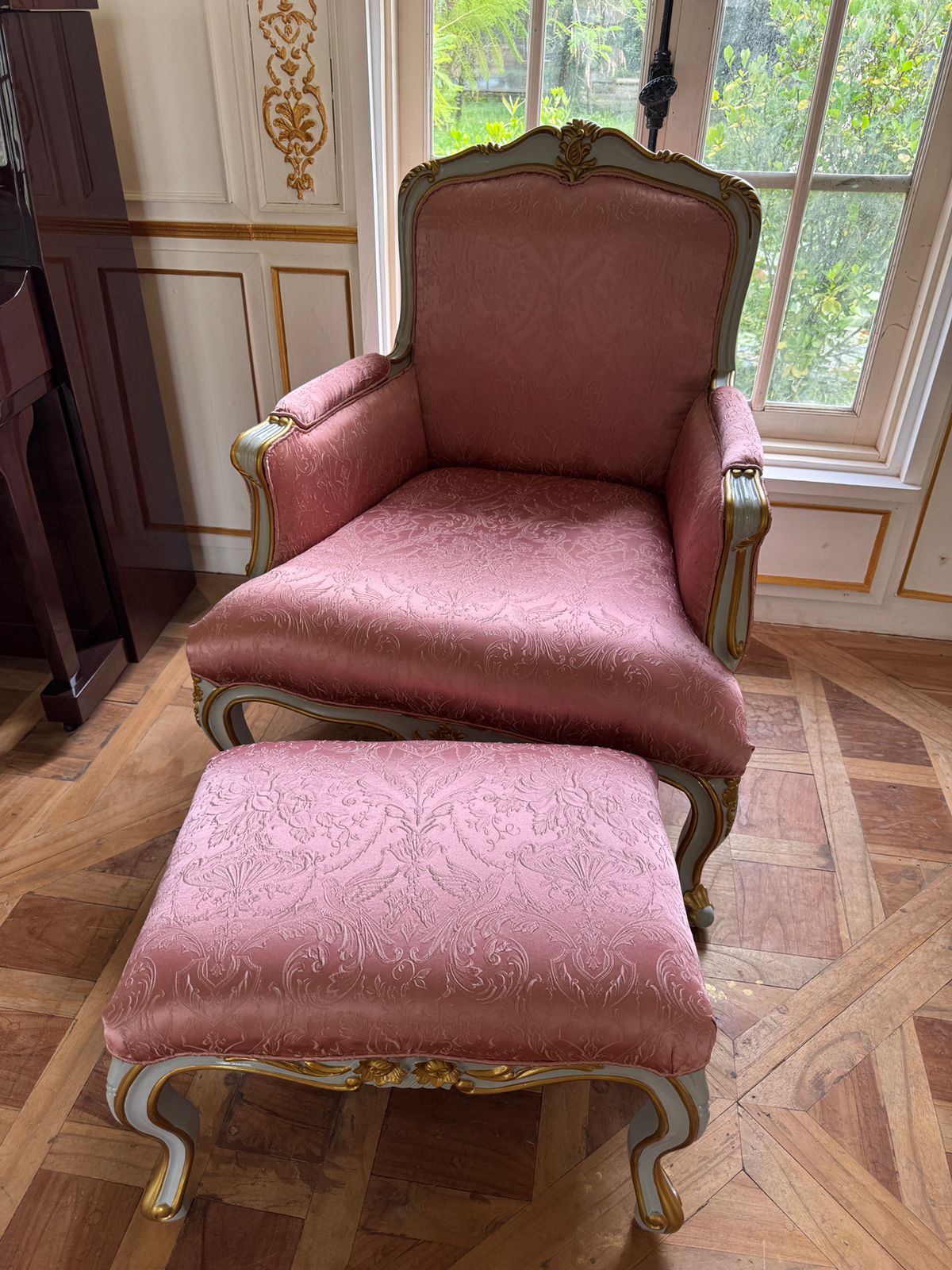Bergère with Footstool in the classic Louis XV silhouette ~