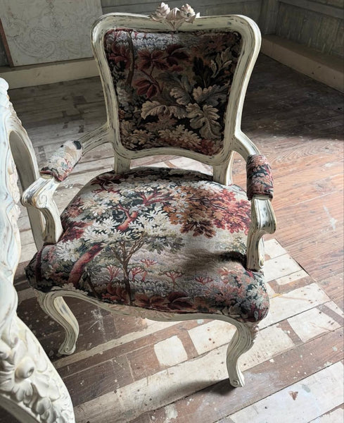 Louis XV dining chair with provencal distressed finish~