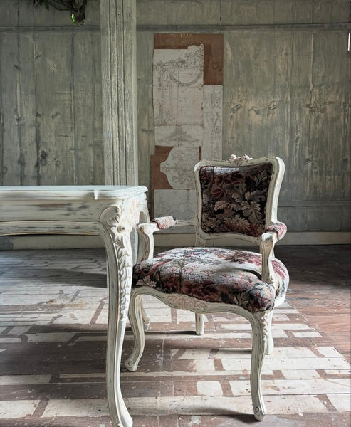 Louis XV dining chair with provencal distressed finish~