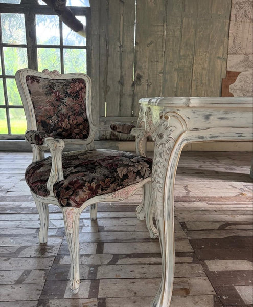 Louis XV dining chair with provencal distressed finish~