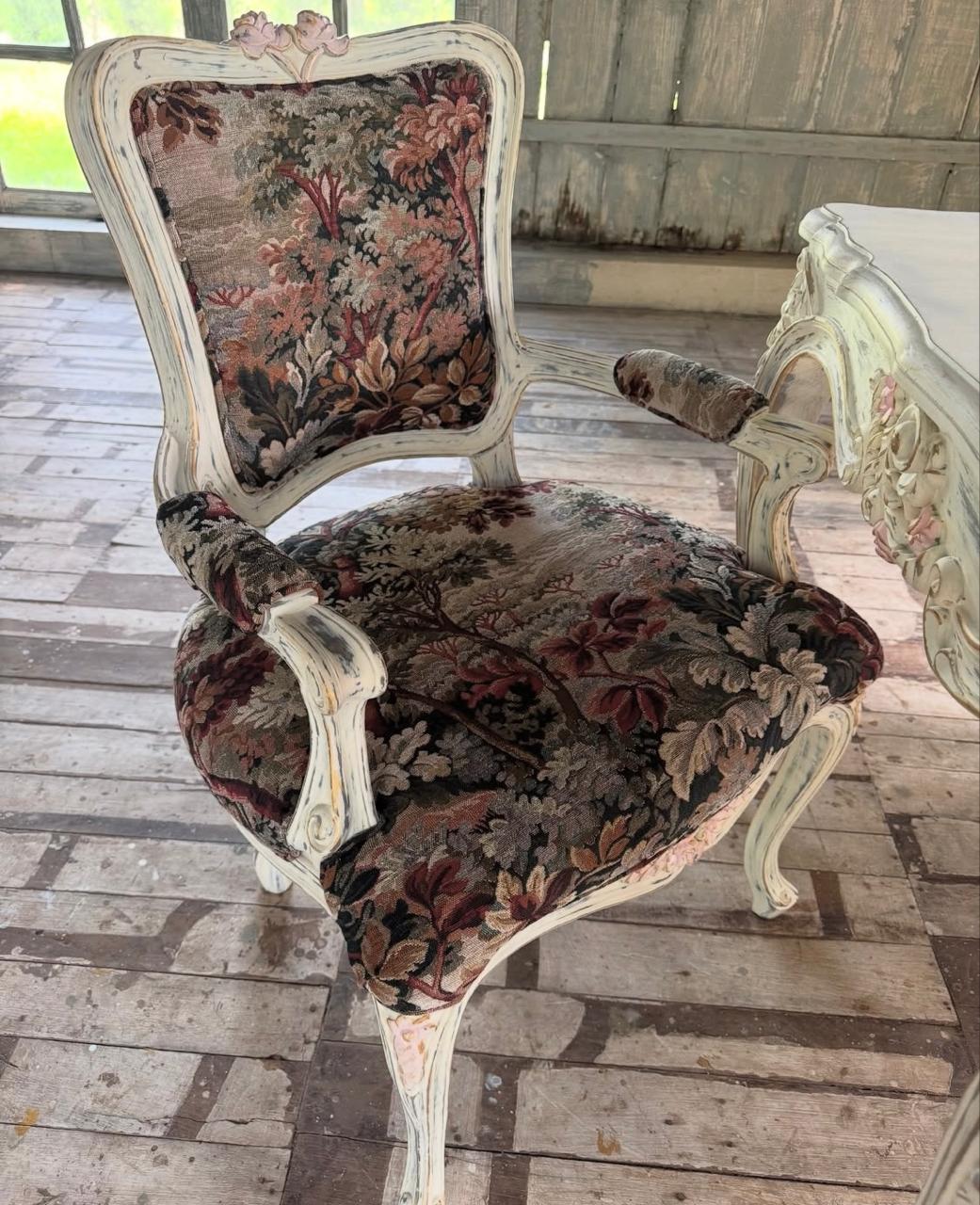 Louis XV dining chair with provencal distressed finish~