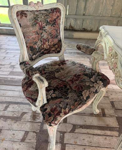 Louis XV dining chair with provencal distressed finish~
