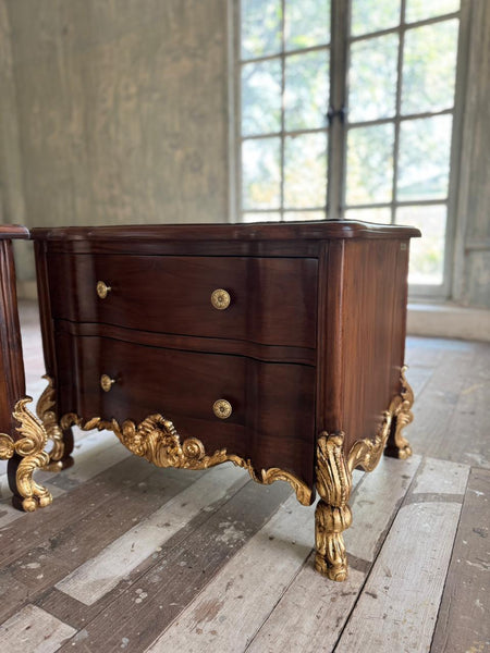 Petite commode nightstands with elegant carving~