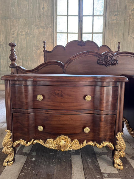 Petite commode nightstands with elegant carving~