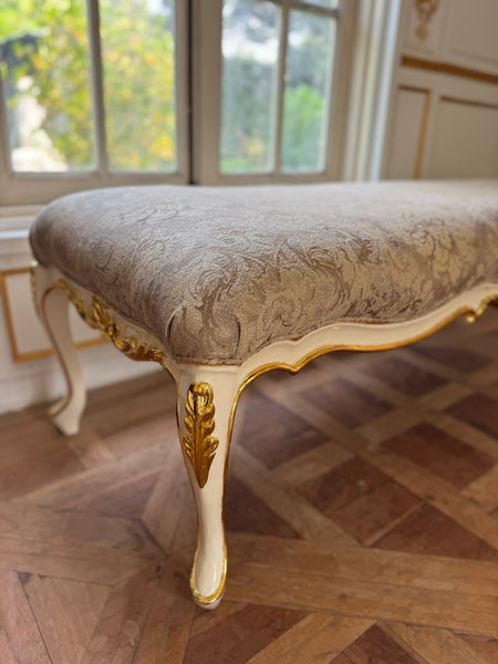 Louis XV elegant bench in ivory & gold~