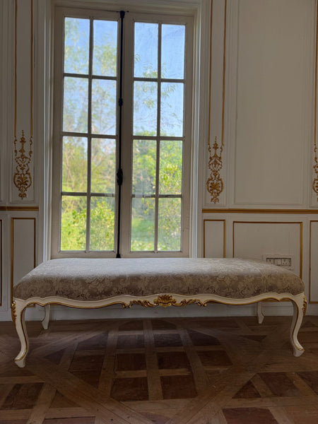 Louis XV elegant bench in ivory & gold~