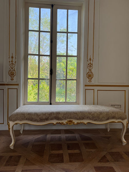 Louis XV elegant bench in ivory & gold~