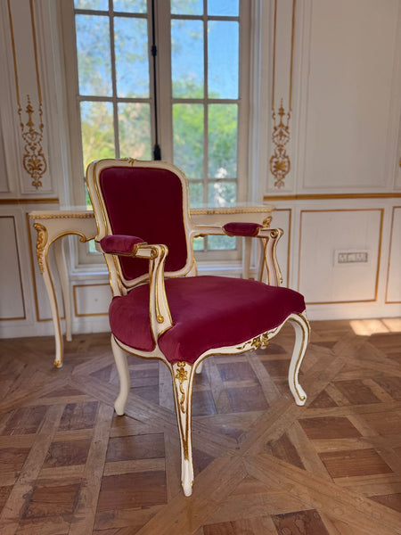 Louis XV elegant Armchair with subtle gold leafing  ~