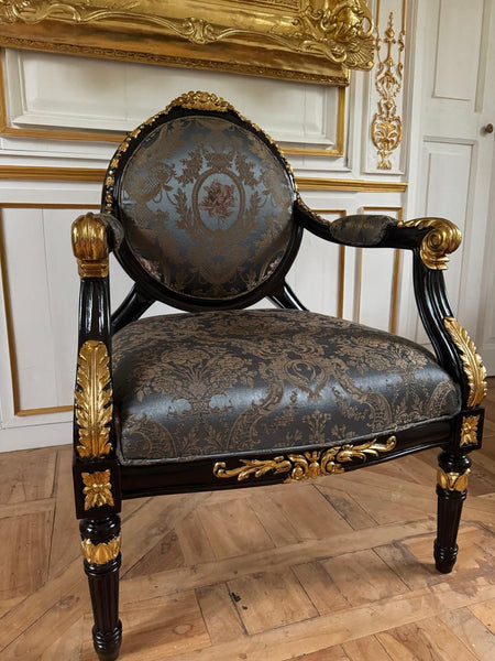 Louis XVI elegant fauteuil in black~