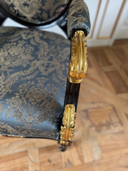 Louis XVI elegant fauteuil in black~