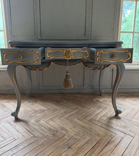 Louis XV desk/  bureau plat with gold leafing~