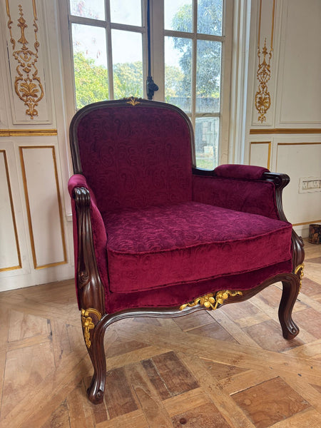 Louis XV classic Bergère in burgundy~