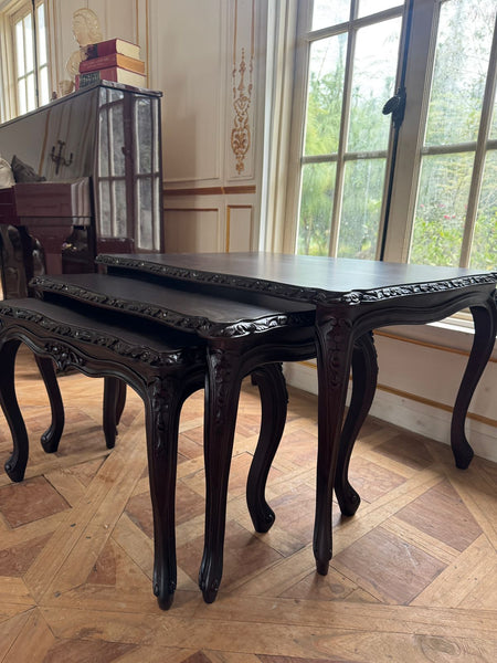 Louis XV nesting table with beautiful hand made molding in silhouette~