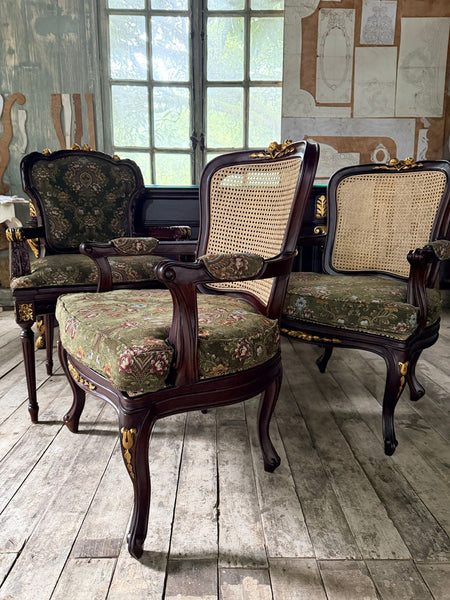 Louis XV wicker back armchair~
