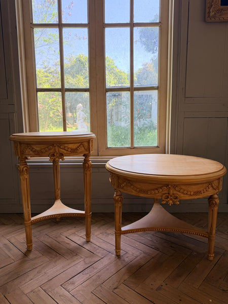 Louis XVI center table with ribbons and wreaths~