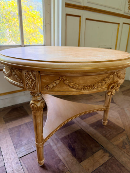 Louis XVI center table with ribbons and wreaths~