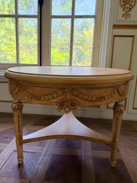 Louis XVI center table with ribbons and wreaths~