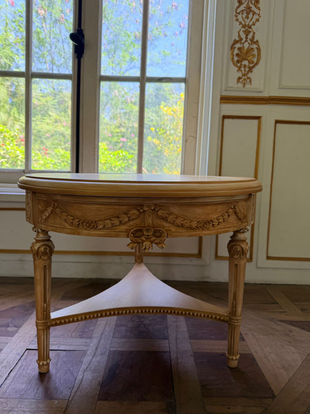 Louis XVI center table with ribbons and wreaths~