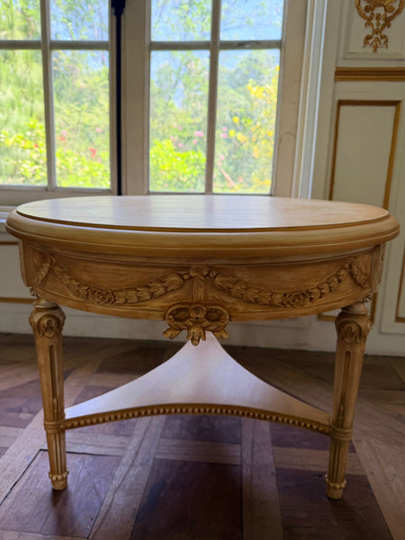 Louis XVI center table with ribbons and wreaths~