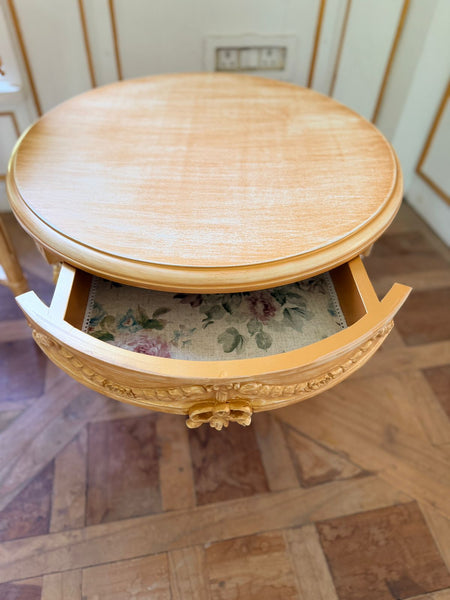 Louis XVI center table with ribbons and wreaths~