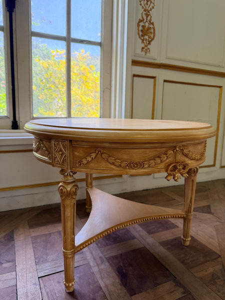 Louis XVI center table with ribbons and wreaths~